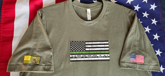 Veteran Green Stripe Flag Tee (Faded)