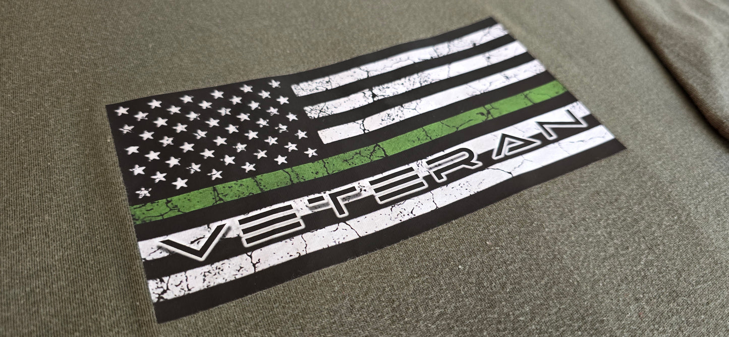 Veteran Green Stripe Flag Tee (Faded)