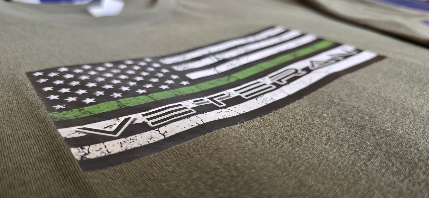 Veteran Green Stripe Flag Tee (Faded)