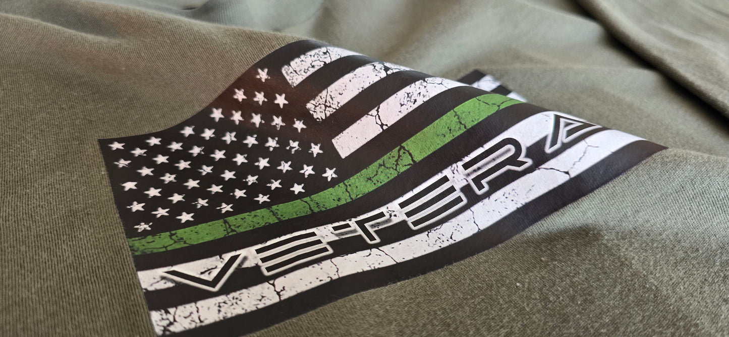 Veteran Green Stripe Flag Tee (Faded)