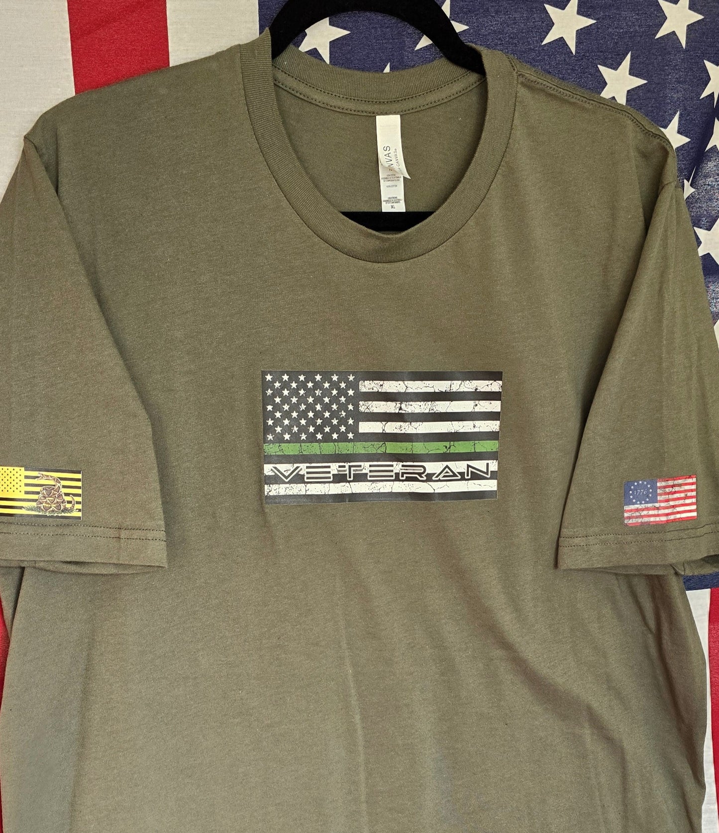 Veteran Green Stripe Flag Tee (Faded)